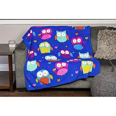 Cartoon Owl Fleece Blanket For Bed. Throw Blanket