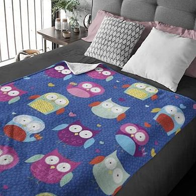 Cartoon Owl Fleece Blanket For Bed. Throw Blanket