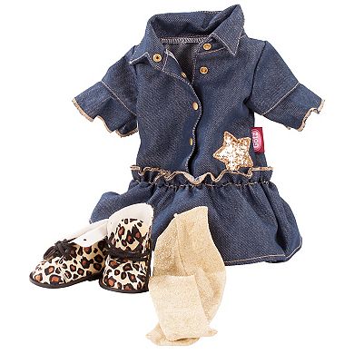 Gotz Golden Coolness Combo Outfit with Denim Dress, Tights and Animal Print Boots for 18 - 19.5" Standing Dolls