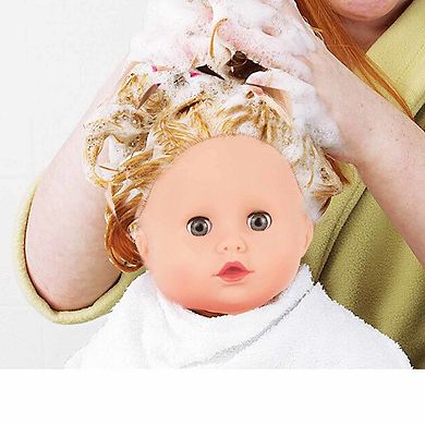 Gotz Cosy Aquini 13" Soft Cloth Bath Baby Doll with Blond Hair and Blue Sleeping Eyes