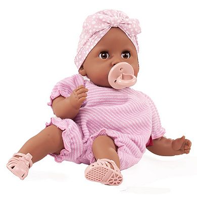 Gotz Cosy Aquini 13" Soft Cloth Bath Baby Doll with Dark Skin, Brown Sleeping Eyes and Towel