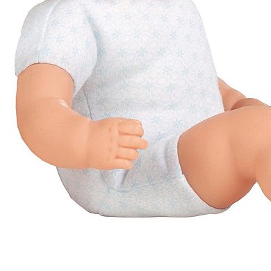 Gotz Muffin to Dress 13" Soft Cloth/Vinyl Baby Doll in Blue with Blue Sleeping Eyes