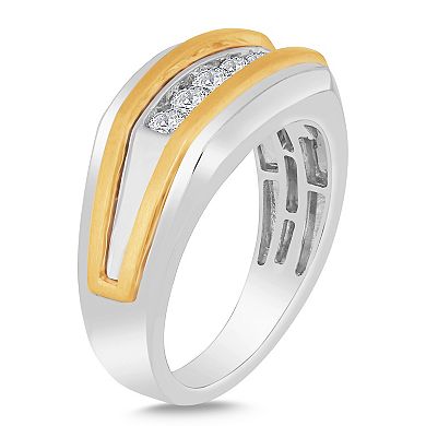 Galaxie Solaire 10k Gold Two Tone 1/2 Carat T.W. Lab-Grown Diamond Men's Ring