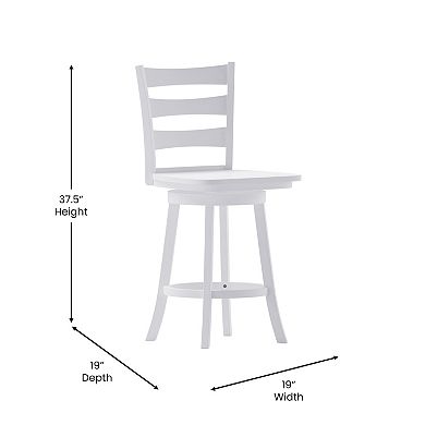 Flash Furniture Liesel Commercial Grade Classic Ladderback Swivel Counter Height Barstool