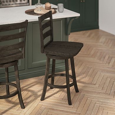 Flash Furniture Liesel Commercial Grade Classic Ladderback Swivel Counter Height Barstool