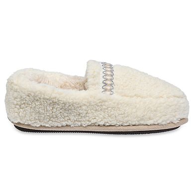 GaaHuu Women's Braid Tape Trim Sherpa Moccasin Slippers