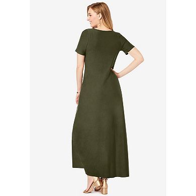 Jessica London Women's Plus Size Stretch Cotton T-shirt Maxi Dress