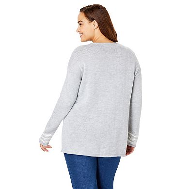 Woman Within Women's Plus Size Motif Sweater