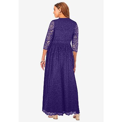 Jessica London Women's Plus Size Stretch Lace Maxi Dress