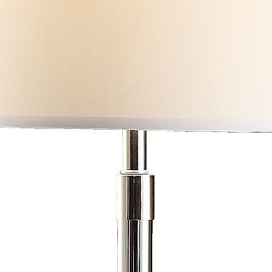 28 Inch Table Lamp Set Of 2, Empire Fabric Shade, Modern Nickel Base