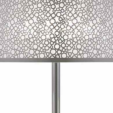 27 Inch Table Lamp With Metal And Fabric Shade, 
sleek Chrome Finish