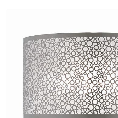 27 Inch Table Lamp With Metal And Fabric Shade, 
sleek Chrome Finish
