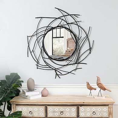 LuxenHome Modern Black Branch Wall Mirror