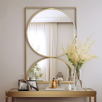 LuxenHome Gold Hourglass Frame Metal Modern Accent Wall Mirror