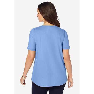 Jessica London Women's Plus Size Stretch Cotton Crisscross Strap Tee