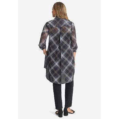 Jessica London Women's Plus Size Sheer Georgette Mega Tunic