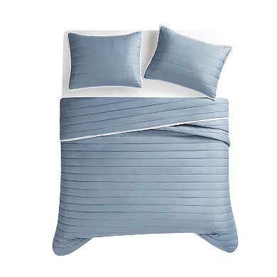 Christian Siriano NY Cotton Sateen Blue Quilt Set with Shams