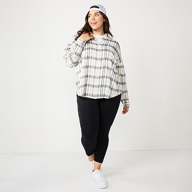 Juniors' Plus Size SO® Oversized Button-Down Shirt