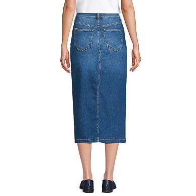 Women's Lands' End Denim Midi Column Skirt