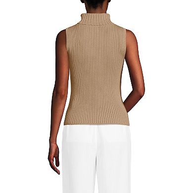 Women's Lands' End Fine Guage Turtle Neck Tank Sweater