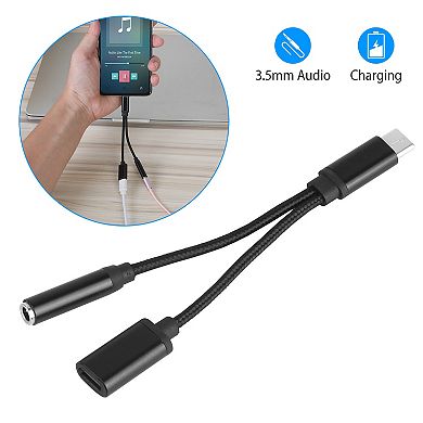 Usb Type C To 3.5mm Aux Audio Charging Adapter Braided Tpe Metal Shell Headphone Jack Splitter Cable