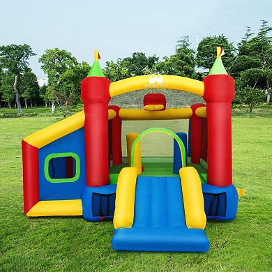 7-in-1 Kids Inflatable Bounce House With Ocean Balls And 480w Blower