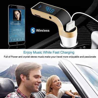 Car Wireless Fm Transmitter - Usb Charger - Hands-free Call, Mp3 Player, Mmc Card Reading, Aux-in