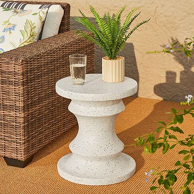 Glitzhome Decorative Garden Stool, 18.25" H Chess Pedestal Antique Accent Table