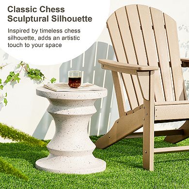 Glitzhome Decorative Garden Stool, 18.25" H Chess Pedestal Antique Accent Table