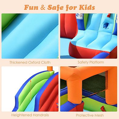 6-in-1 Pirate Ship Waterslide Kid Inflatable Castle With Water Guns And 735w Blower