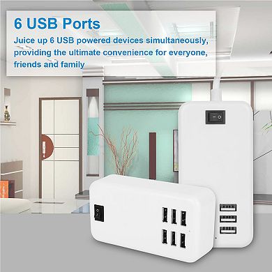 Multiport 6-usb Us Ac Wall Charger