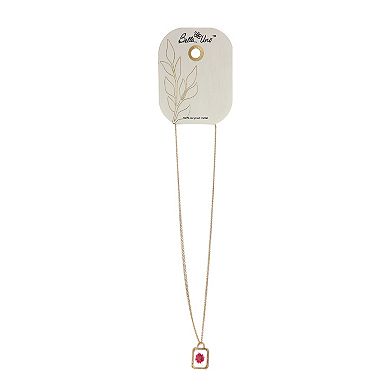 Bella Uno Worn Gold Pink Pressed Flower Padlock Double Chain Necklace