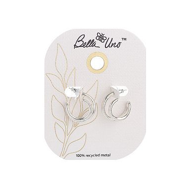 Bella Uno Worn Silver Faux Double Hoop Post Earrings