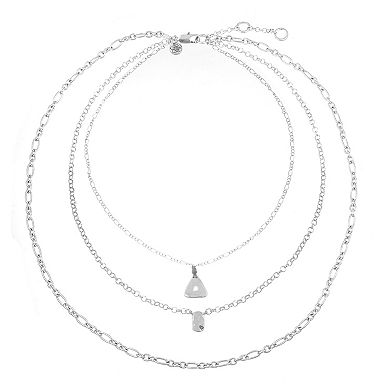 Bella Uno Worn Silver Multi-strand Link Chain Necklace