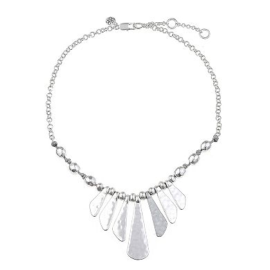 Bella Uno Worn Silver Graduated Fan Frontal Necklace