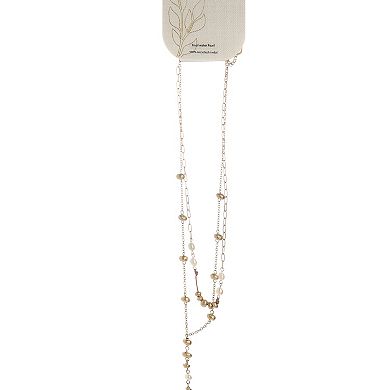 Bella Uno Worn Gold Multi-strand Bead & Freshwater Cultured Pearl Lariat Necklace