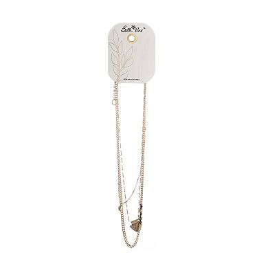 Bella Uno Worn Gold Multi-strand Arrow Charm Chain Necklace