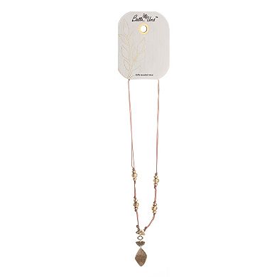 Bella Uno Worn Gold Diamond-Shape Lariat Beaded Cord Necklace