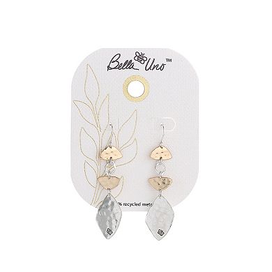 Bella Uno Worn Two-Tone Half Moon Disc Dangle Earrings