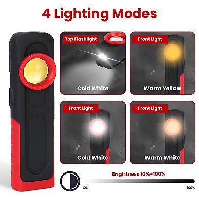 Led Work Light - Pocket-sized Magnetic Flashlight With 4 Modes - Waterproof & Dimmable