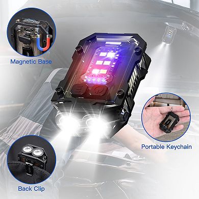 Mini Pocket Keychain Flashlight - Led Cob, Waterproof, 8 Modes, With Magnet, For Emergency