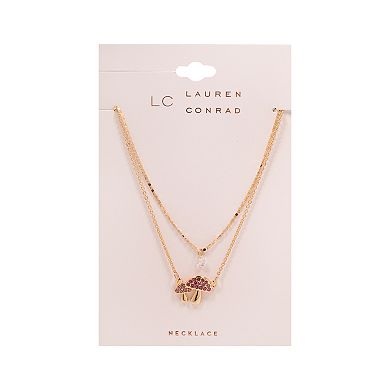 LC Lauren Conrad Mushroom Charm Double Strand Necklace