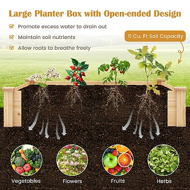 49" X 49" X 10" Raised Garden Bed With Compost Bin And Open-ended Bottom-Natural