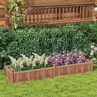 91 X 24 X 16 Inch Divisible Planter Box With Corner Drainage-Brown