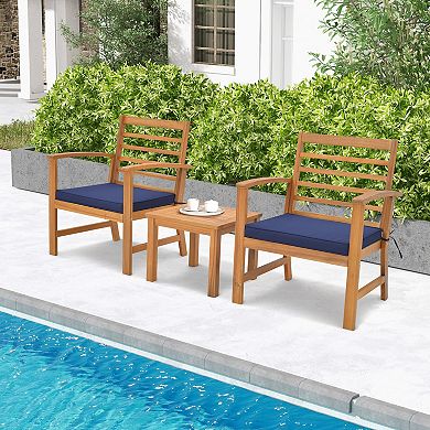 3 Pieces Outdoor Furniture Set With Soft Seat Cushions
