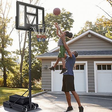 4.25-10 Feet Adjustable Basketball Hoop System With 44 Inch Backboard