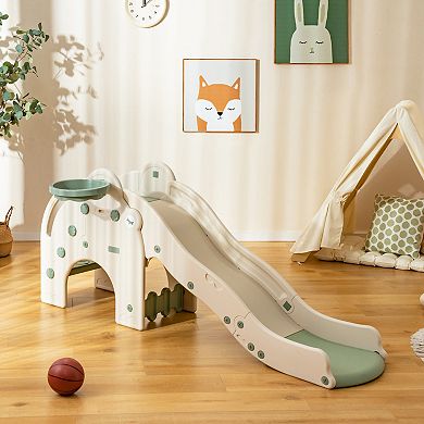 4-in-1 Toddler Slide Kids Play Slide With Cute Elephant Shape-green