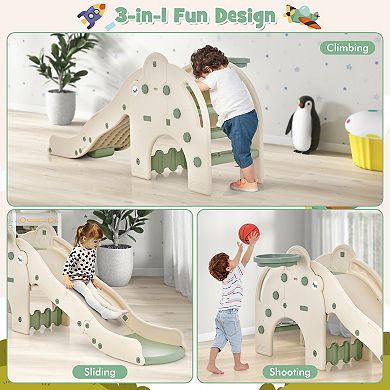 4-in-1 Toddler Slide Kids Play Slide With Cute Elephant Shape-green