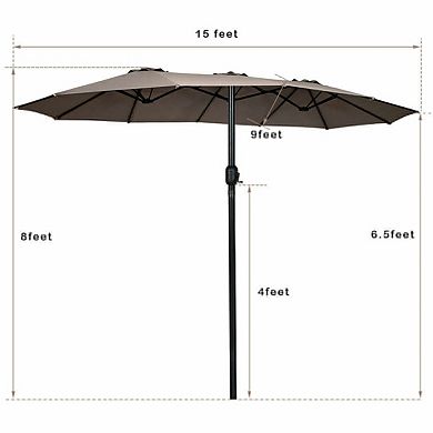 15 Feet Double-sided Outdoor Patio Umbrella With Crank Without Base