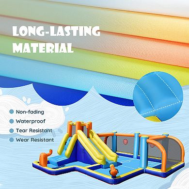 Giant Soccer Themed Inflatable Water Slide Bouncer With Splash Pool Without Blower
